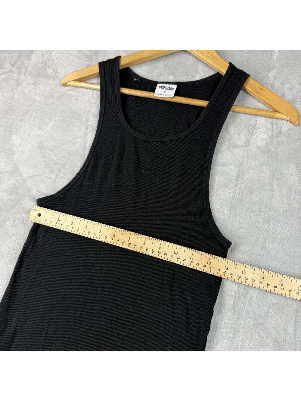 Gymshark Ribbed Tank Top Sleeveless Men Size Small Black Base Layer Comfort Gym - Picture 4 of 8